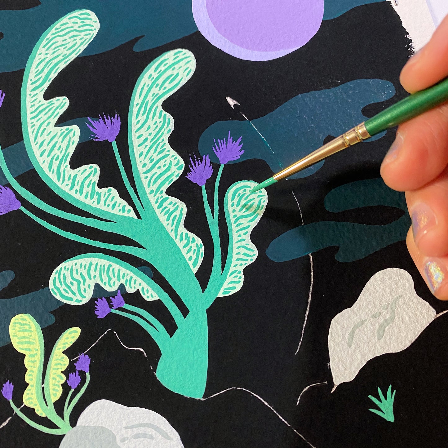 "SEALEAVES" - 5"x7" Original Framed Painting