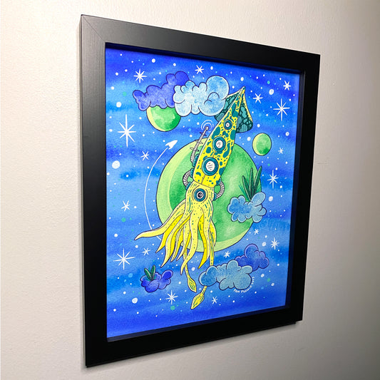 "Squid" - 8"x10" Original Framed Painting