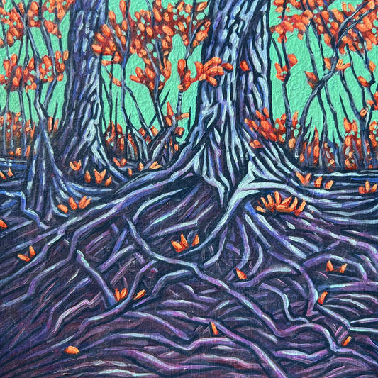 "Tangled Roots" - 8"x8" Original Painting