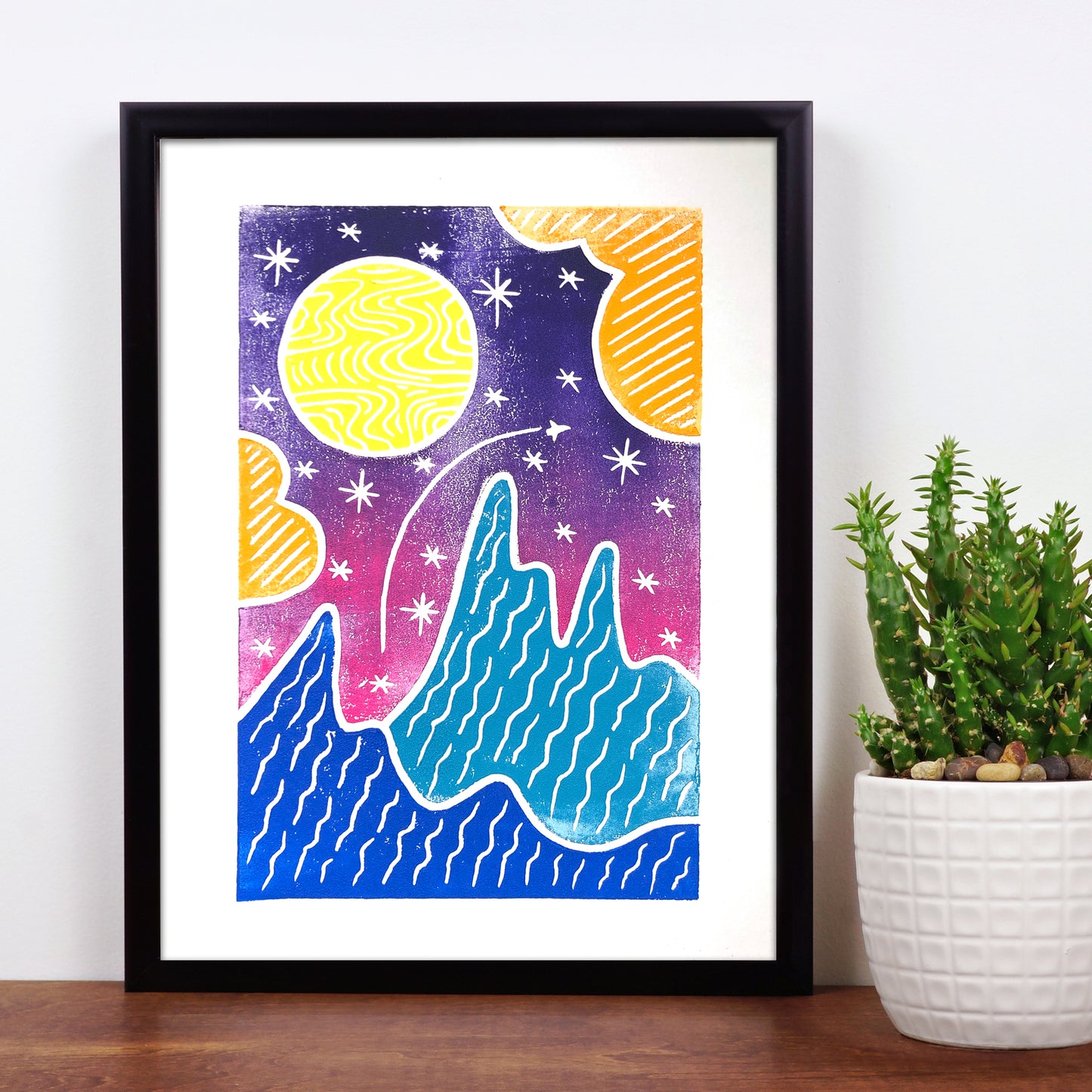 9"x12" Linocut Print - Vista Point in Five