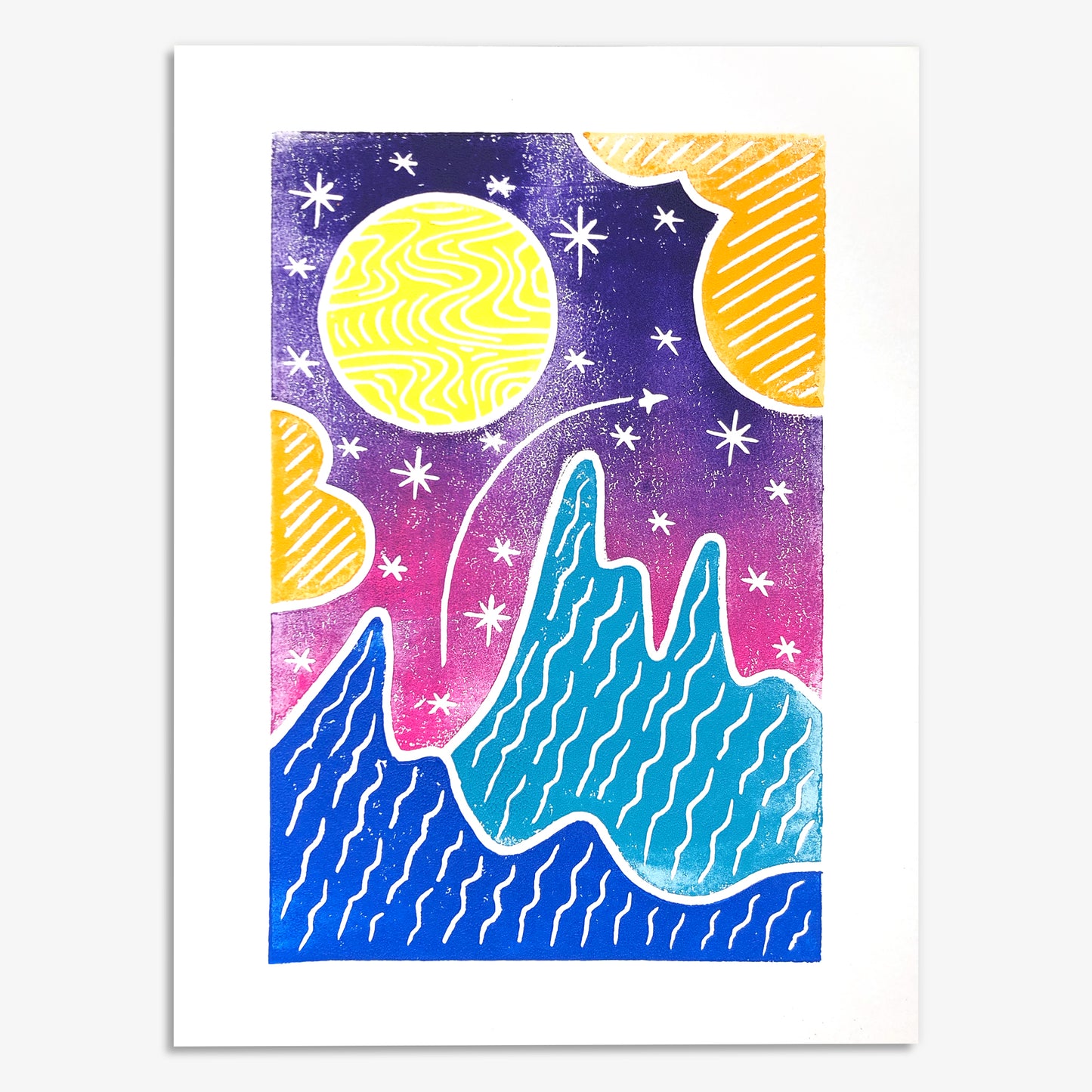 9"x12" Linocut Print - Vista Point in Five