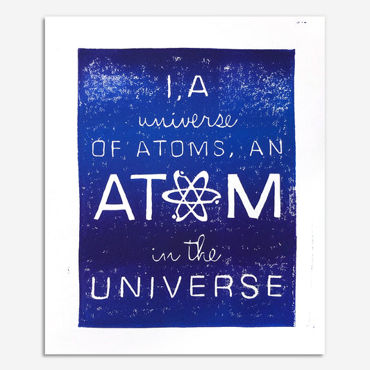 8"x10" Linocut Print - A Universe of Atoms