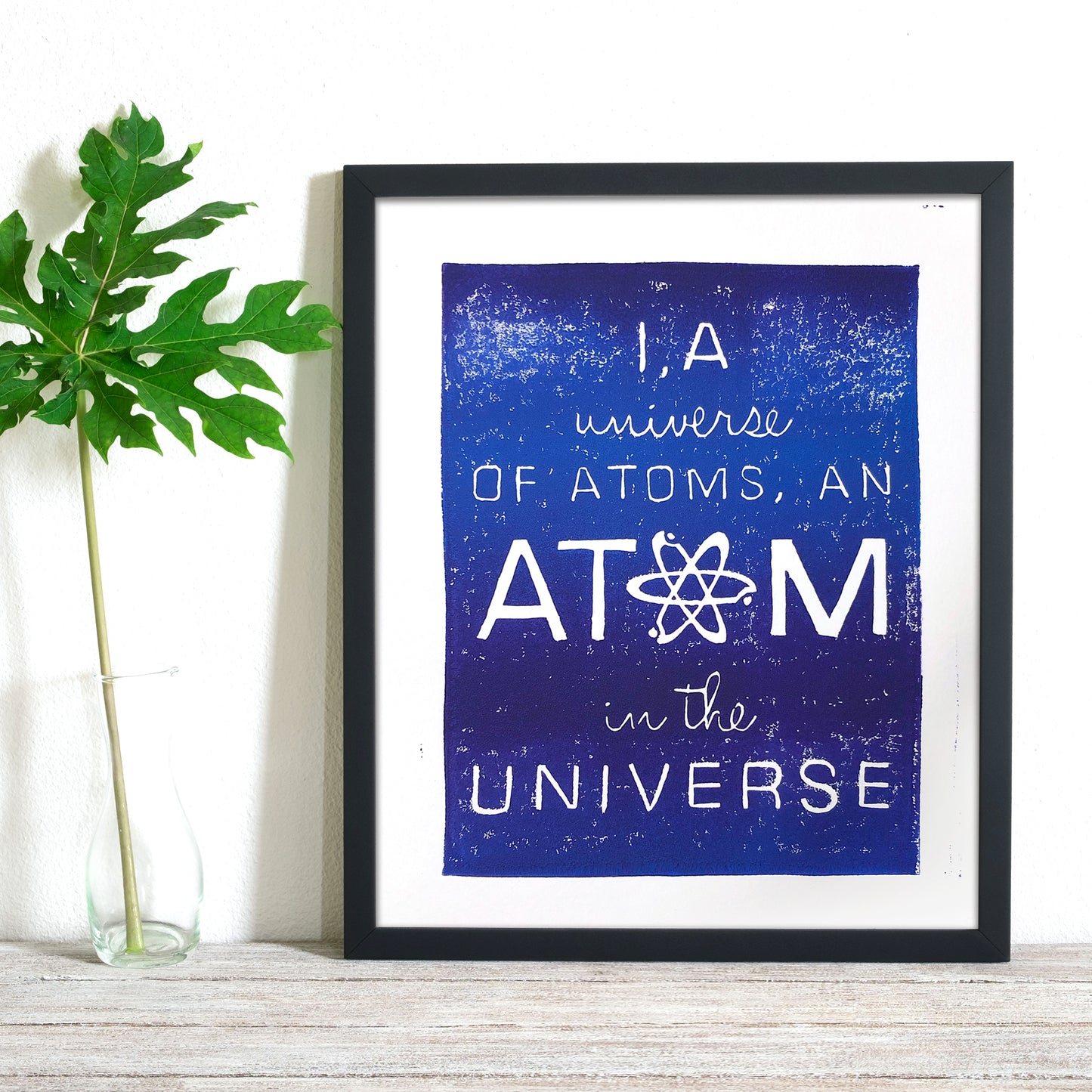 8"x10" Linocut Print - A Universe of Atoms